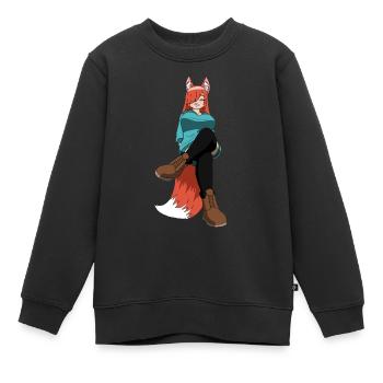 Marcel jambes croisée - Sweat Premium enfant bio - noir - Devant - AI Model Kid Female (0cm)