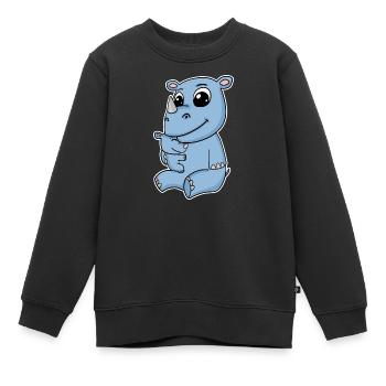 Nashorn Familie - Nashorn mit Baby - Nashorn Motiv - Kinder Premium Organic Sweatshirt - Schwarz - Vorne - AI Model Kid Female (0cm)
