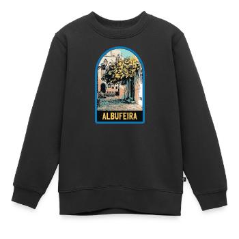 Malerische Gasse, Altstadt, Albufeira - Kinder Premium Organic Sweatshirt - Schwarz - Vorne - AI Model Kid Female (0cm)