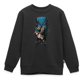 Branch Perch: Cardinal Bird Spreading its Wings - Kids Premium Organic Sweatshirt - black - Front - AI Model Kid Female (0cm)