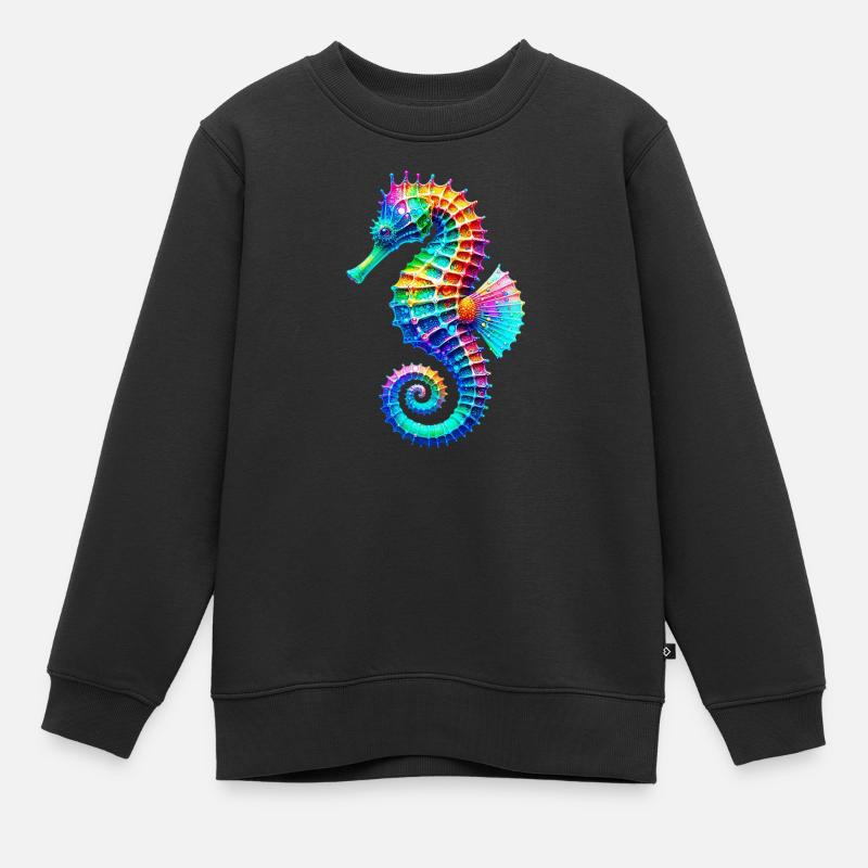 Seepferdchen - Kinder Premium Organic Sweatshirt - Schwarz
