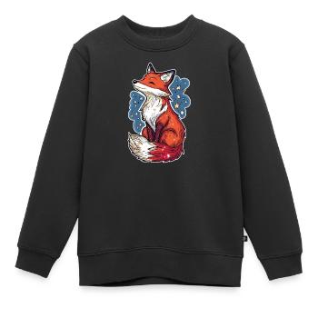 Renard et ciel étoilé - Sweat Premium enfant bio - noir - Devant - AI Model Kid Female (0cm)