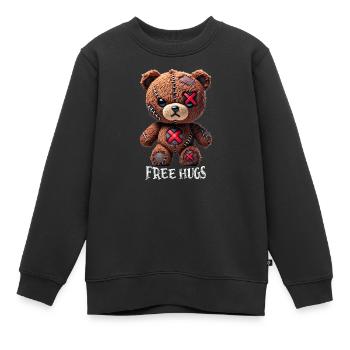 Câlins gratuits Teddy Bear - Sweat Premium enfant bio - noir - Devant - AI Model Kid Female (0cm)