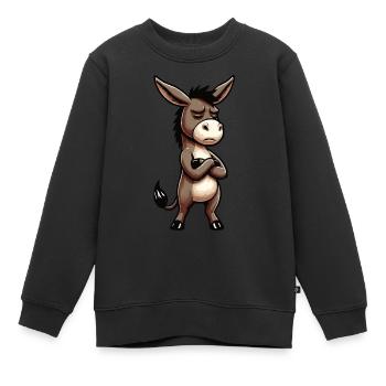 Esel Eselchen Eselhalter Muli Langohresel Muli - Kinder Premium Organic Sweatshirt - Schwarz - Vorne - AI Model Kid Female (0cm)
