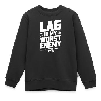 Lag ist mein schlimmster Feind - Kinder Premium Organic Sweatshirt - Schwarz - Vorne - AI Model Kid Female (0cm)