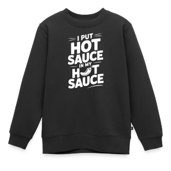 J’ai mis de la sauce piquante dans ma sauce piquante - Sweat Premium enfant bio - noir - Devant - AI Model Kid Female (0cm)