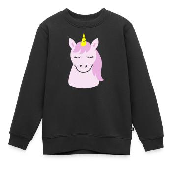 Süßes Einhorn mit geschlossenen Augen - Kinder Premium Organic Sweatshirt - Schwarz - Vorne - AI Model Kid Female (0cm)