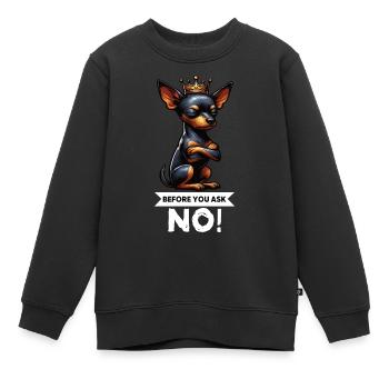 Avant de demander à un chien miniature pinscher pinscher - Sweat Premium enfant bio - noir - Devant - AI Model Kid Female (0cm)
