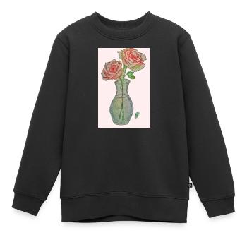 2 rot-rosa Rosen - Kinder Premium Organic Sweatshirt - Schwarz - Vorne - AI Model Kid Female (0cm)