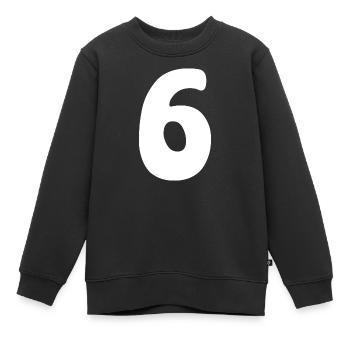 Sechs: Minimalistische Ziffer 6 | Sechster - Kinder Premium Organic Sweatshirt - Schwarz - Vorne - AI Model Kid Female (0cm)