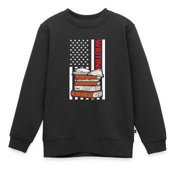 Écrivain Nous Flag Écriture - Sweat Premium enfant bio - noir - Devant - AI Model Kid Female (0cm)