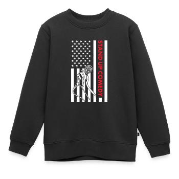 Comedian Us Flag Stand Up Comedy - Kinder Premium Organic Sweatshirt - Schwarz - Vorne - AI Model Kid Female (0cm)