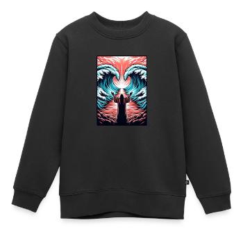 Moses teilt das Meer. - Kinder Premium Organic Sweatshirt - Schwarz - Vorne - AI Model Kid Female (0cm)