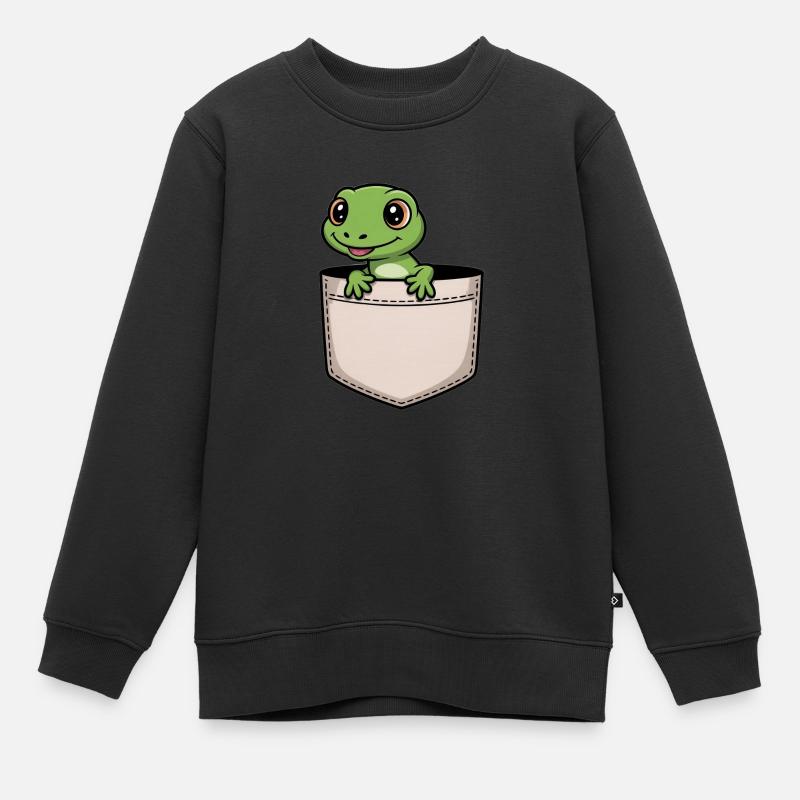 Drôle de lézard dans la poche - Cadeau de produit de reptile mignon - Sweat Premium enfant bio - noir