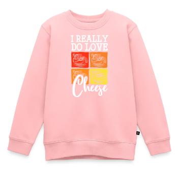 Amateur de fromage foodie fromagerie laitière - Sweat Premium enfant bio - rose - Devant - AI Model Kid Female (0cm)