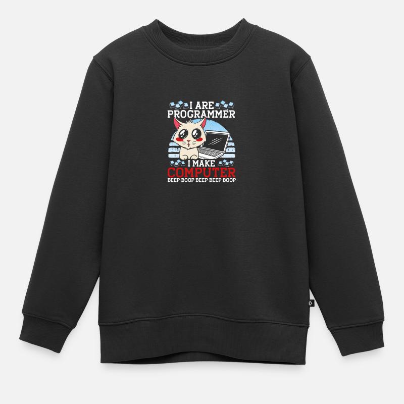 Je suis programmeur Funny Cat Coder Computer Kitty - Sweat Premium enfant bio - noir