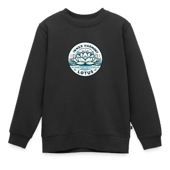 Inner Harmony Lotus - Heiteres Wasser- und Blumendesign - Kinder Premium Organic Sweatshirt - Schwarz - Vorne - AI Model Kid Female (0cm)