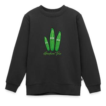 gurken trio,gurken,gurke,salatgurke,trio - Kinder Premium Organic Sweatshirt - Schwarz - Vorne - AI Model Kid Female (0cm)