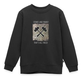 Tailleur de pierre sculpteur sur pierre disant - Sweat Premium enfant bio - noir - Devant - AI Model Kid Female (0cm)