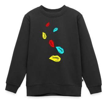 Symbole de lèvre - Sweat Premium enfant bio - noir - Devant - AI Model Kid Female (0cm)