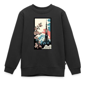 Tokyo Poster - Kinder Premium Organic Sweatshirt - Schwarz - Vorne - AI Model Kid Female (0cm)