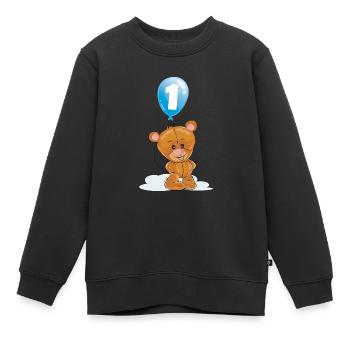 1er anniversaire premier anniversaire je suis enfin 1 - Sweat Premium enfant bio - noir - Devant - AI Model Kid Female (0cm)