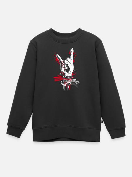 gezeichnetes Metal- und Rock-Handzeichen - Kinder Premium Organic Sweatshirt - Schwarz