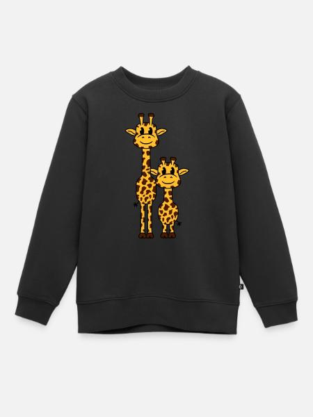2 girafes maman papa famille jeunes enfants animaux - Sweat Premium enfant bio - noir