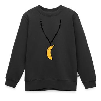 banane halskette schmuck lustig obst design clipar - Kinder Premium Organic Sweatshirt - Schwarz - Vorne - AI Model Kid Female (0cm)