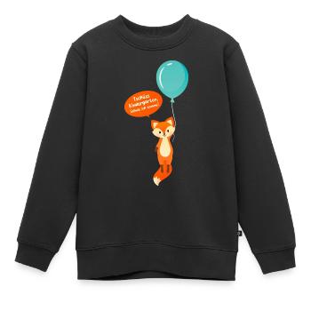 Einschulung, Tschüss Kindergarten, Fuchs Ballon - Kinder Premium Organic Sweatshirt - Schwarz - Vorne - AI Model Kid Female (0cm)
