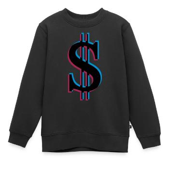 Dollar effet 3D - Sweat Premium enfant bio - noir - Devant - AI Model Kid Female (0cm)