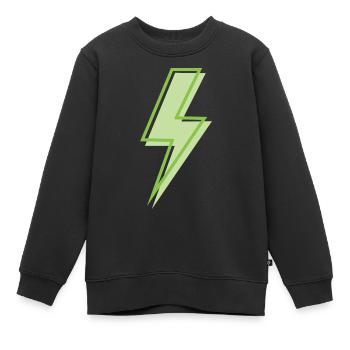 Eclair vert clair - Sweat Premium enfant bio - noir - Devant - AI Model Kid Female (0cm)