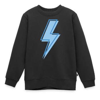 Eclair bleu - Sweat Premium enfant bio - noir - Devant - AI Model Kid Female (0cm)