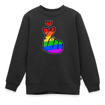 Frieden Herz Liebe Regenbogen Friedensbewegung - Kinder Premium Organic Sweatshirt - Schwarz - Vorne - AI Model Kid Female (0cm)