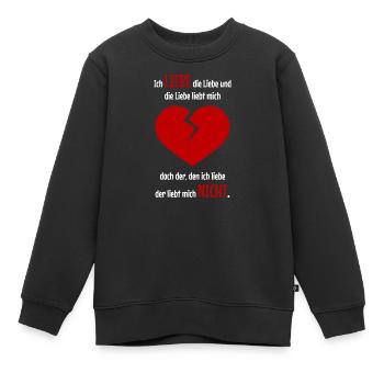 Herzschmerz für ihn - Kinder Premium Organic Sweatshirt - Schwarz - Vorne - AI Model Kid Female (0cm)