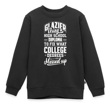 Vitrier Window Fitter Pun - Sweat Premium enfant bio - noir - Devant - AI Model Kid Female (0cm)