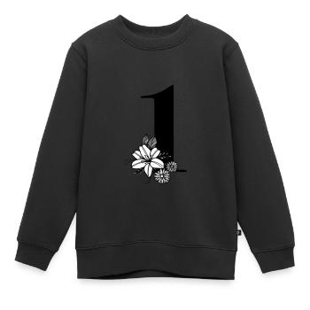 Zahl 1 - Kinder Premium Organic Sweatshirt - Schwarz - Vorne - AI Model Kid Female (0cm)