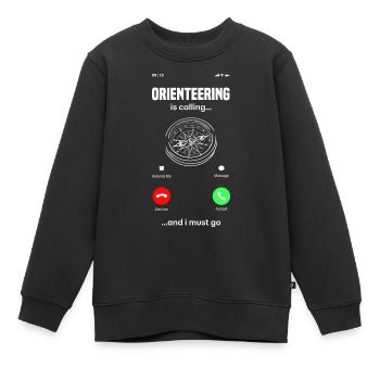 Orienteer Runner Running Orienteering Is Calling - Kids Premium Organic Sweatshirt - black - Front - AI Model Kid Female (0cm)