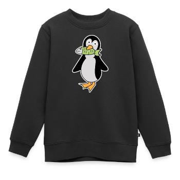 Mignon Pingouin Oiseau Animal Oiseau de Mer Arctique - Sweat Premium enfant bio - noir - Devant - AI Model Kid Female (0cm)