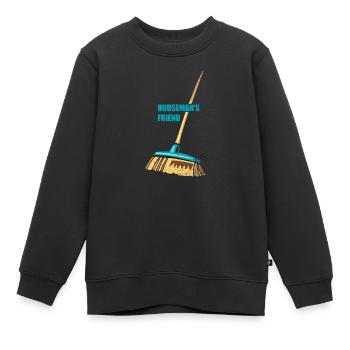 broom housemans friend | Besen - Kinder Premium Organic Sweatshirt - Schwarz - Vorne - AI Model Kid Female (0cm)