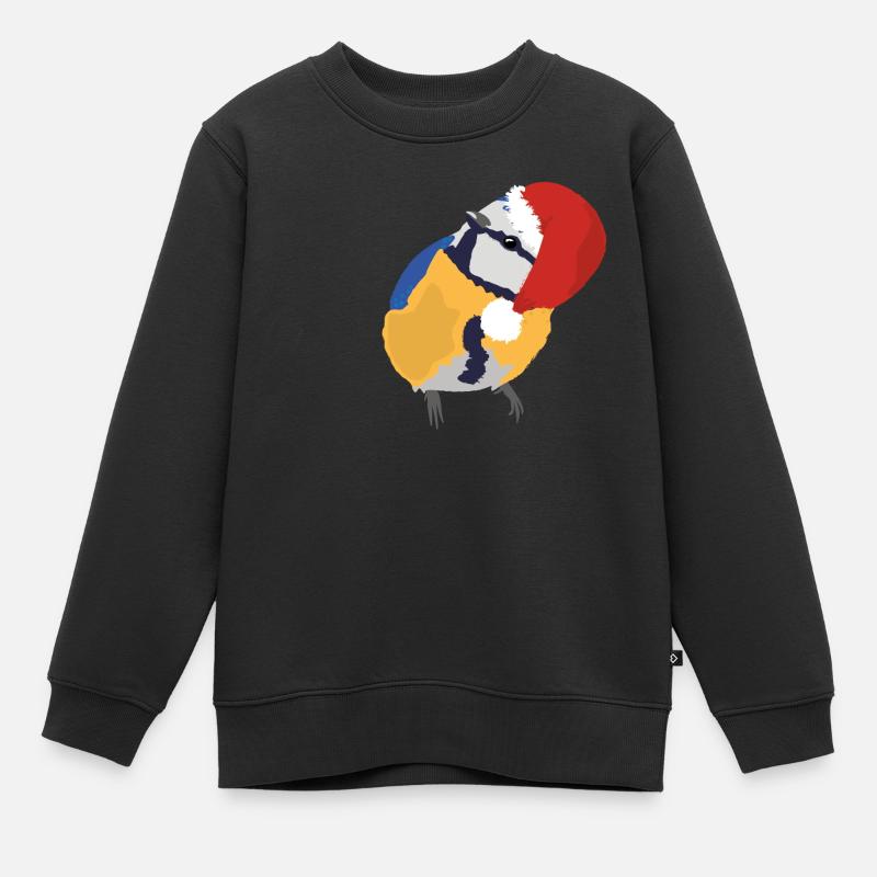 Bleu avec chapeau de Noël - Sweat Premium enfant bio - noir