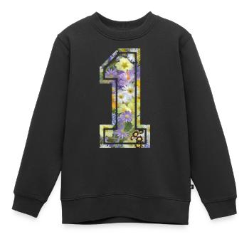 Numero 1 fleur, Équipe Foot, basket université - Sweat Premium enfant bio - noir - Devant - AI Model Kid Female (0cm)