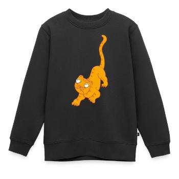 Petit chat tigre rouge - Sweat Premium enfant bio - noir - Devant - AI Model Kid Female (0cm)