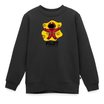 Pilot, Cartoon Spaceman - Kinder Premium Organic Sweatshirt - Schwarz - Vorne - AI Model Kid Female (0cm)