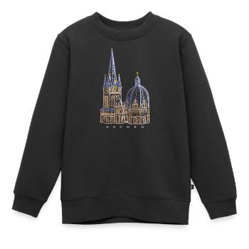 Aachener Dom, Handgezeichnet - Kinder Premium Organic Sweatshirt - Schwarz - Vorne - AI Model Kid Female (0cm)