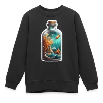 Bouteille magique / Bouchon de liège / Sous-marin / Poisson - Sweat Premium enfant bio - noir - Devant - AI Model Kid Female (0cm)