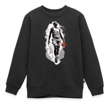 Basketball Dribbling Dynamik Streetwear Design - Kinder Premium Organic Sweatshirt - Schwarz - Vorne - AI Model Kid Female (0cm)