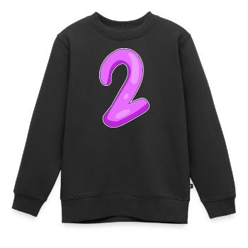 Two - 2 - Number Number - Kids Premium Organic Sweatshirt - black - Front - AI Model Kid Female (0cm)