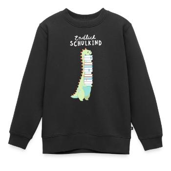 Endlich Schulkind Dino Dinosaurier Einschulung - Kinder Premium Organic Sweatshirt - Schwarz - Vorne - AI Model Kid Female (0cm)