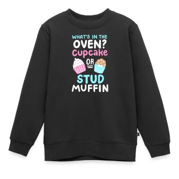 Cupcake oder Stud Muffin Gender Reveal Party - Kinder Premium Organic Sweatshirt - Schwarz - Vorne - AI Model Kid Female (0cm)